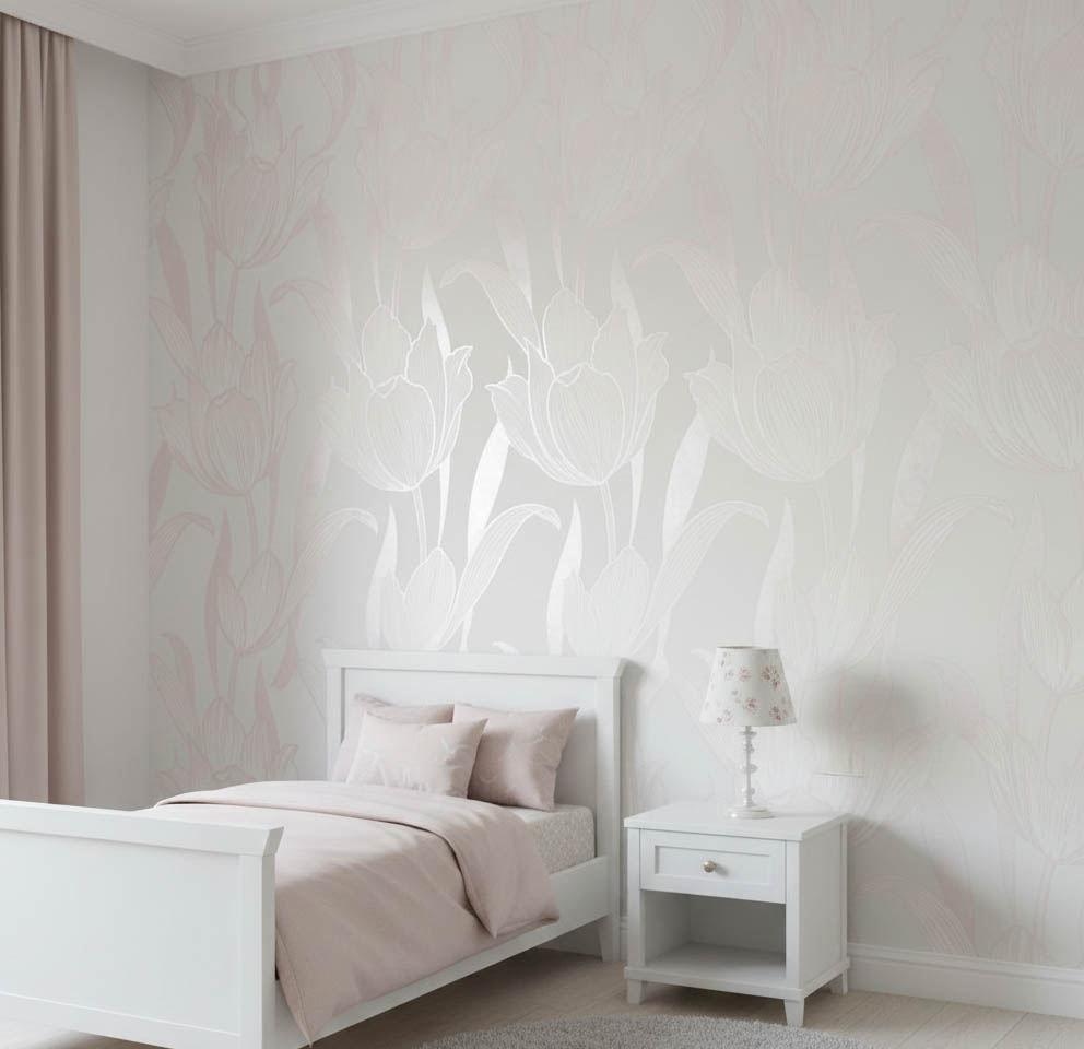  Pembe Çiçekli Duvar Kağıdı 670134