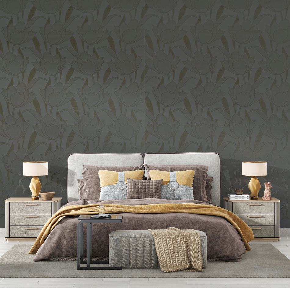 Acı Kahverengi Çiçekli Duvar Kağıdı 670103