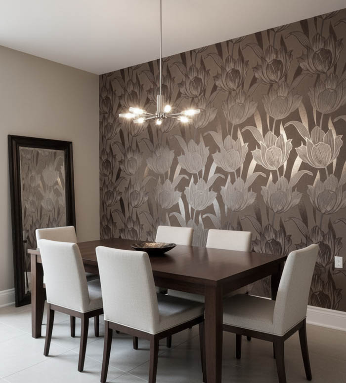 Acı Kahverengi Çiçekli Duvar Kağıdı 670103