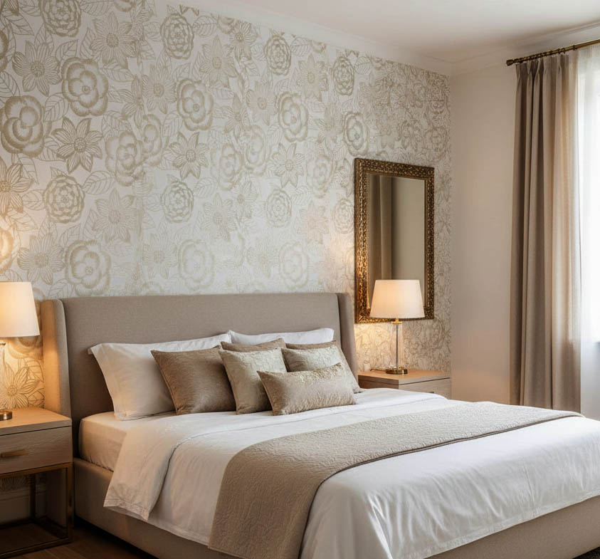 Altın Sarısı Çiçekleriyle Beyaz Duvar Kağıdı 670417