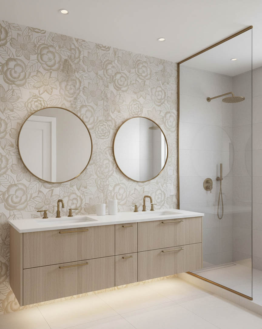 Altın Sarısı Çiçekleriyle Beyaz Duvar Kağıdı 670417