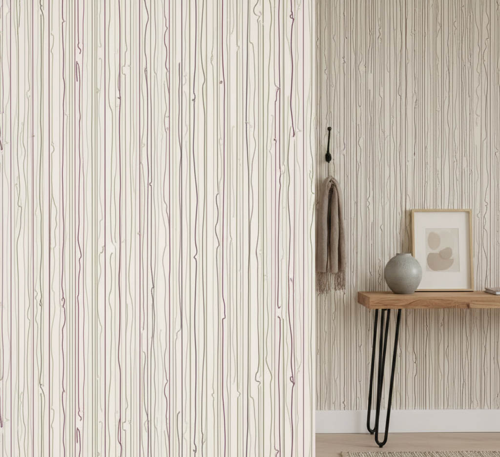 Bej Arka Plan Renkli Dikey Çizgi Duvar Kağıdı