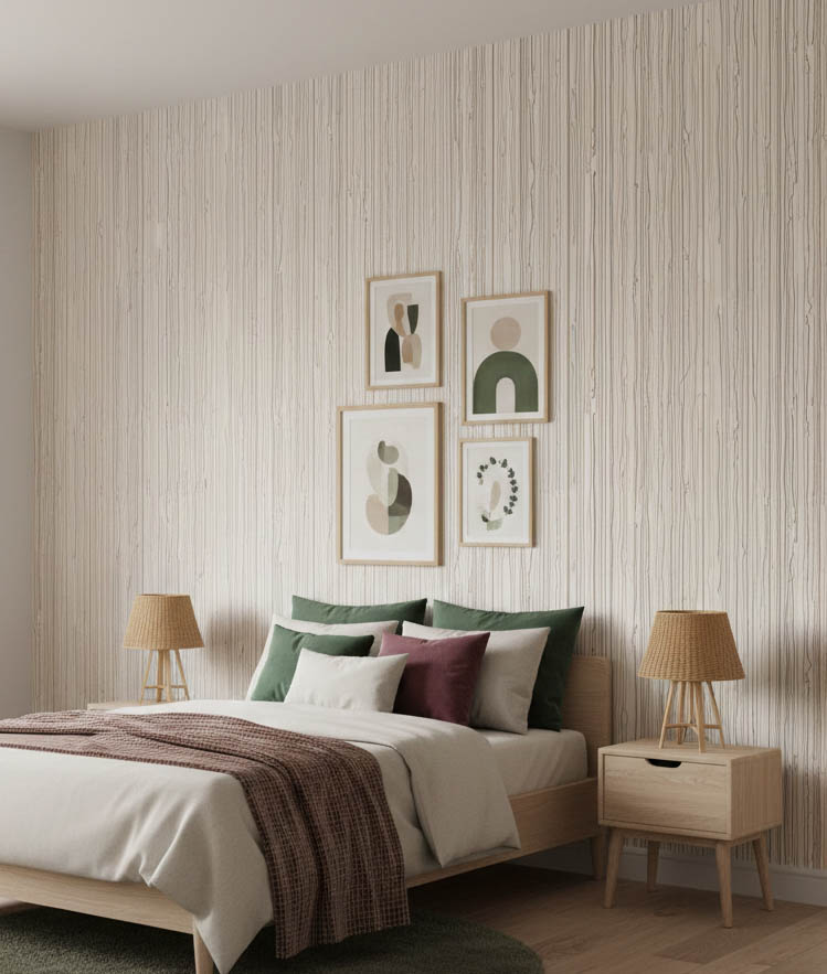 Bej Arka Plan Renkli Dikey Çizgi Duvar Kağıdı