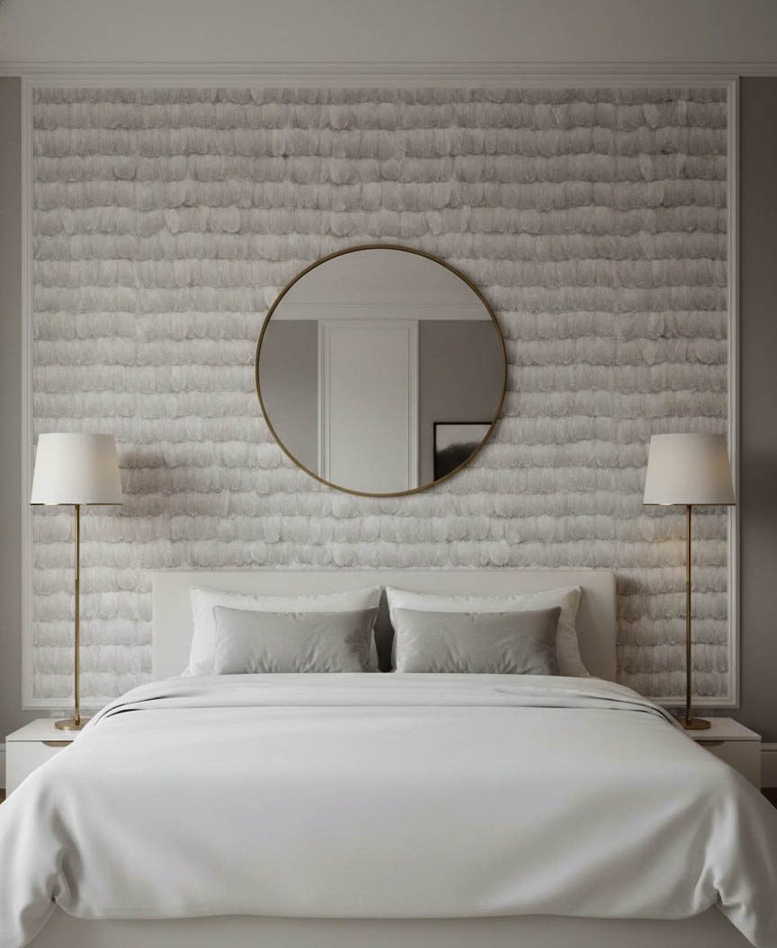 Bej Hafif Simli Tüy Desen 16 M2 Duvar Kağıdı 452582