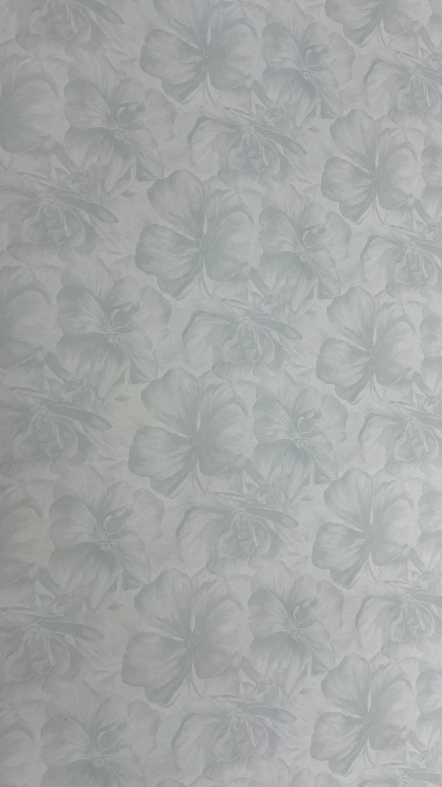 Beyaz Açık Mavi Çiçek Desenli Duvar Kağıdı 2919