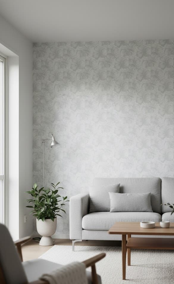 Beyaz Açık Mavi Çiçek Desenli Duvar Kağıdı 2919