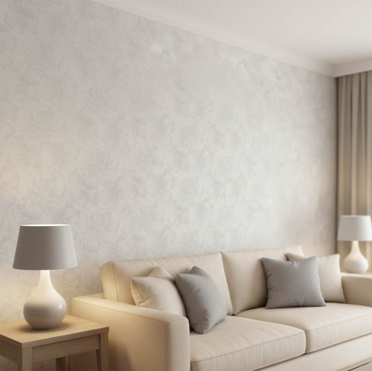 Beyaz Bej Çiçek Desenli Duvar Kağıdı 2916