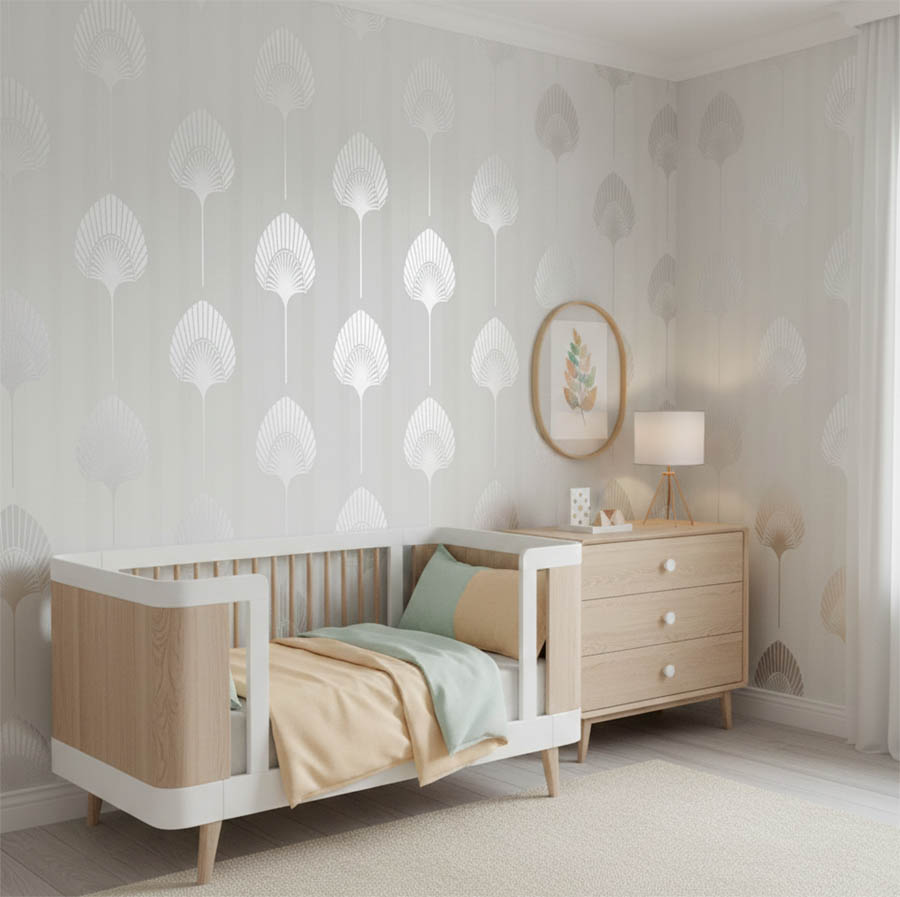 Beyaz Gümüş Desen Duvar Kağıdı 111027