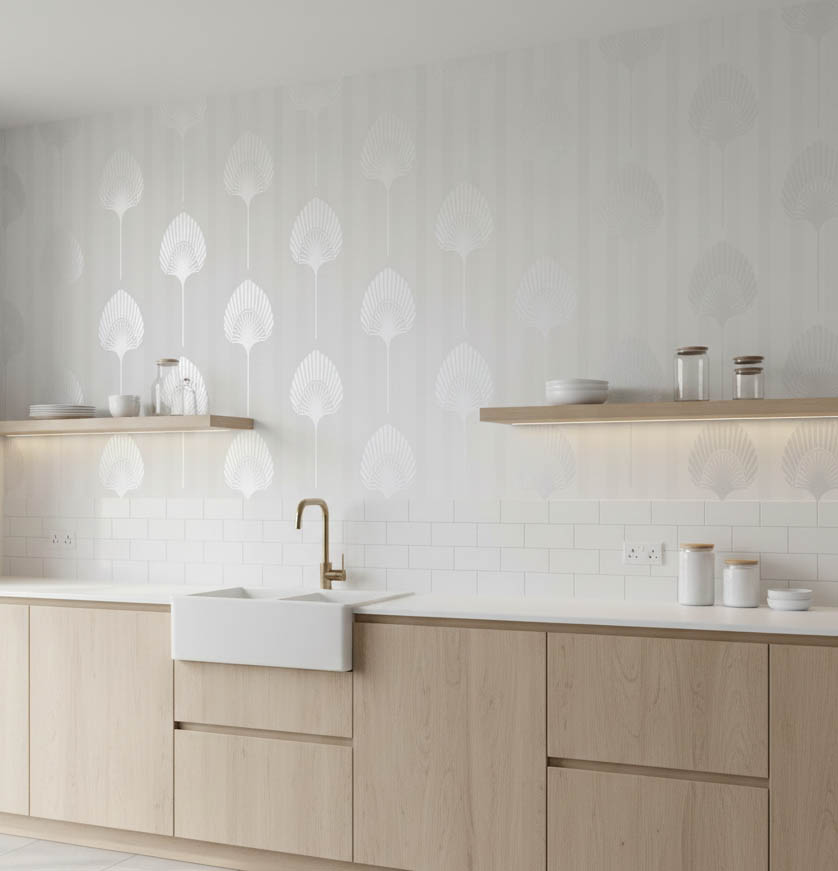 Beyaz Gümüş Desen Duvar Kağıdı 111027