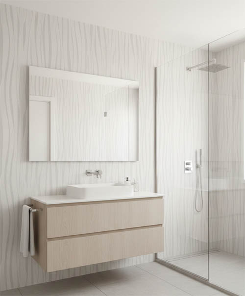 Beyaz Kendinden Dikey Dalga Model 16 M2 Duvar Kağıdı 39176-1