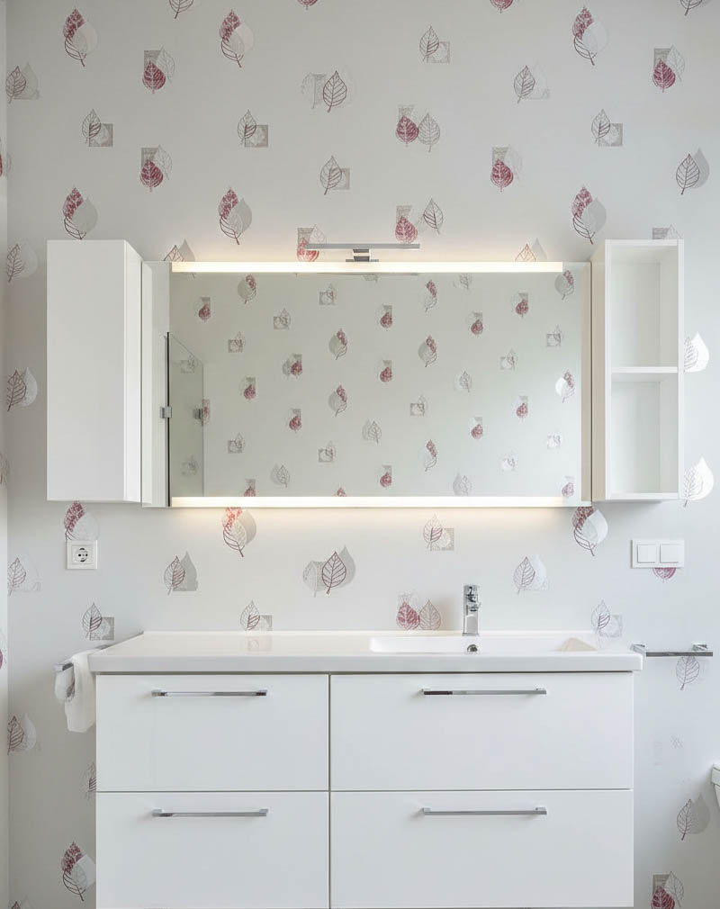 Beyaz Kırmızı Yaprak Desen Ucuz Duvar Kağıdı 78511