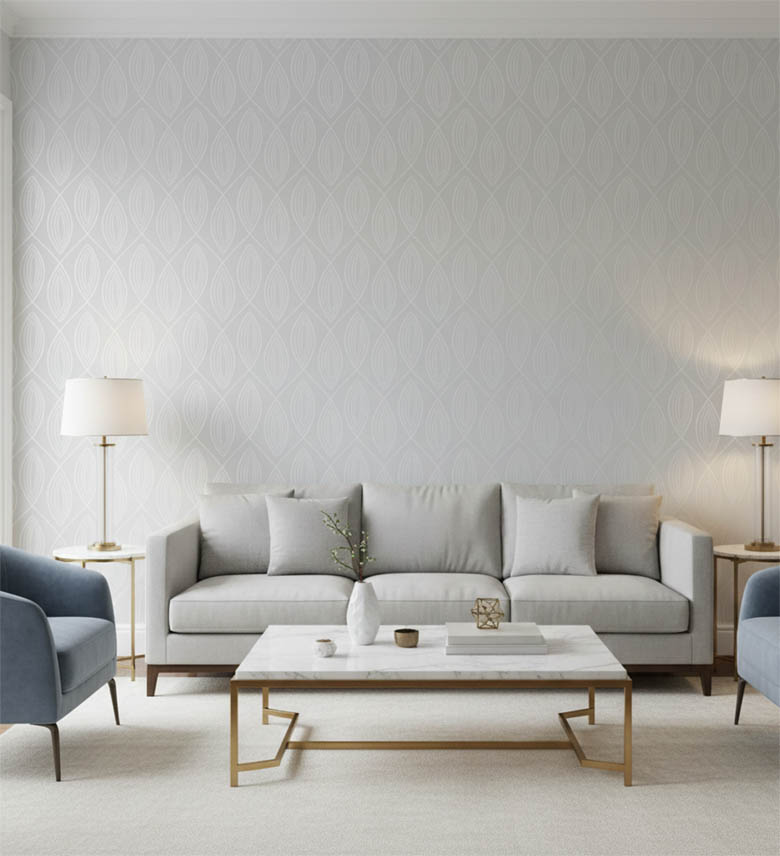 Beyaz Parlak Desen Desen Duvar Kağıdı 2806