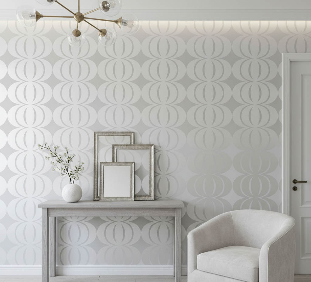 Beyaz Parlak Desenli Duvar Kağıdı 2810