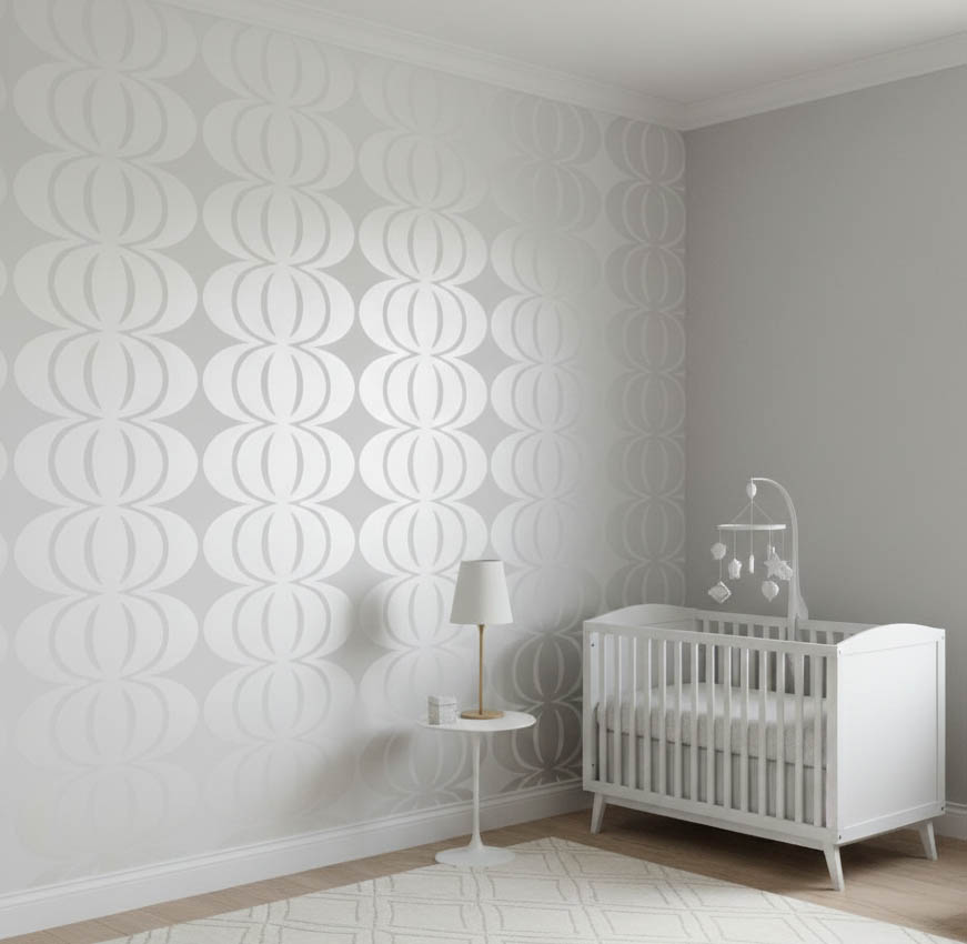 Beyaz Parlak Desenli Duvar Kağıdı 2810