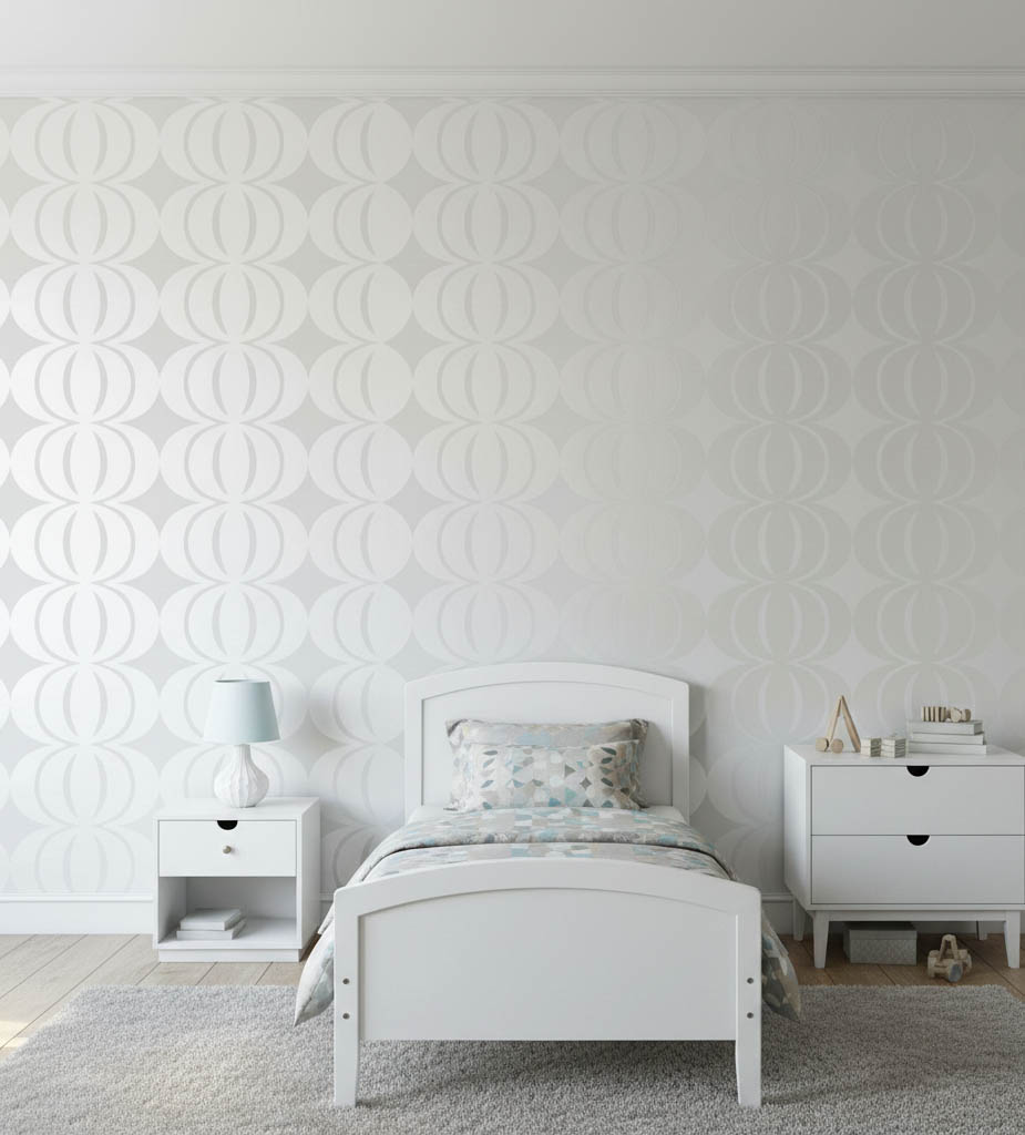Beyaz Parlak Desenli Duvar Kağıdı 2810