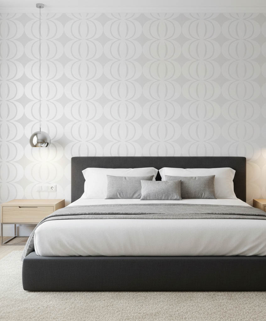 Beyaz Parlak Desenli Duvar Kağıdı 2810