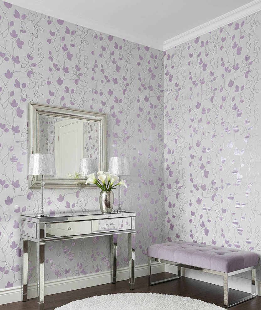 Beyaz Pembe Çiçek Desen Ucuz Duvar Kağıdı 53722