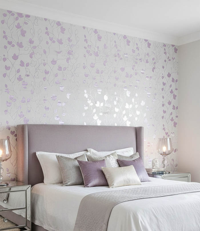 Beyaz Pembe Çiçek Desen Ucuz Duvar Kağıdı 53722