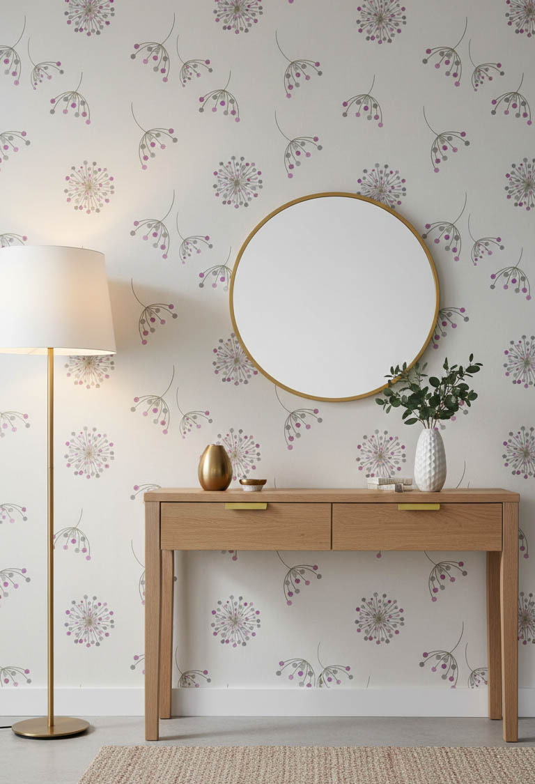 Beyaz Pembe Çiçekler Çiçekler Ucuz Duvar Kağıdı 