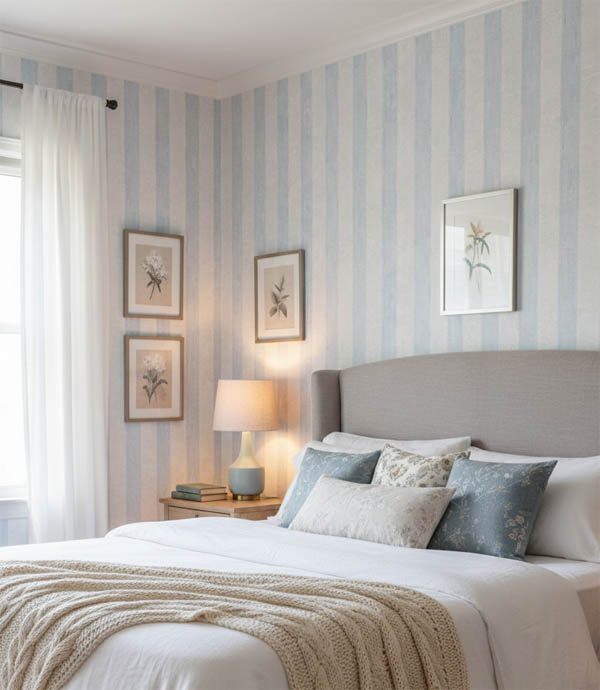 Beyaz Soft Mavi Ucuz Duvar Kağıdı Vinilico 22