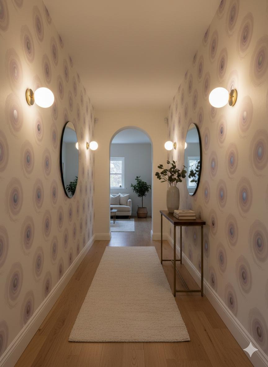 Beyaz Yuvarlak Desen Ucuz Duvar Kağıdı 828606