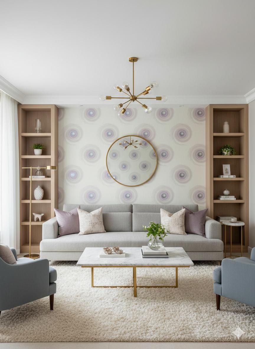 Beyaz Yuvarlak Desen Ucuz Duvar Kağıdı 828606