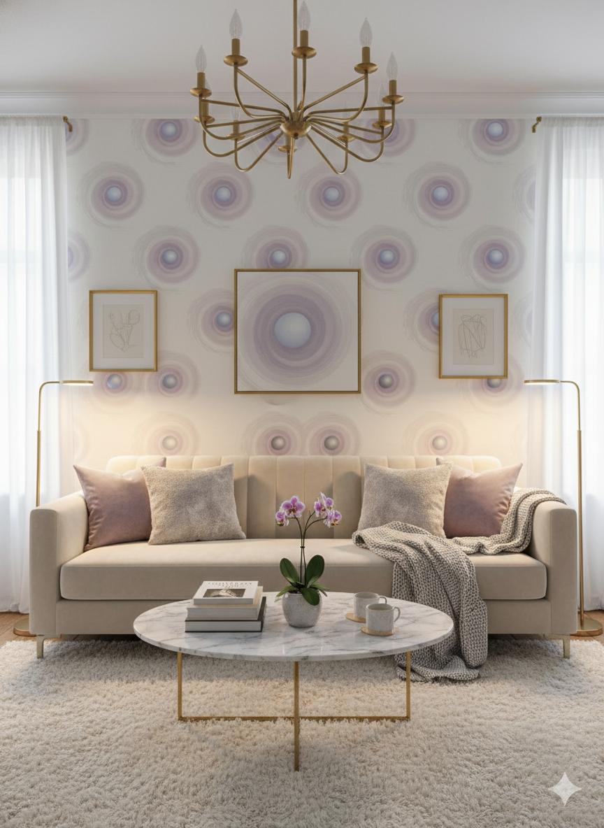 Beyaz Yuvarlak Desen Ucuz Duvar Kağıdı 828606