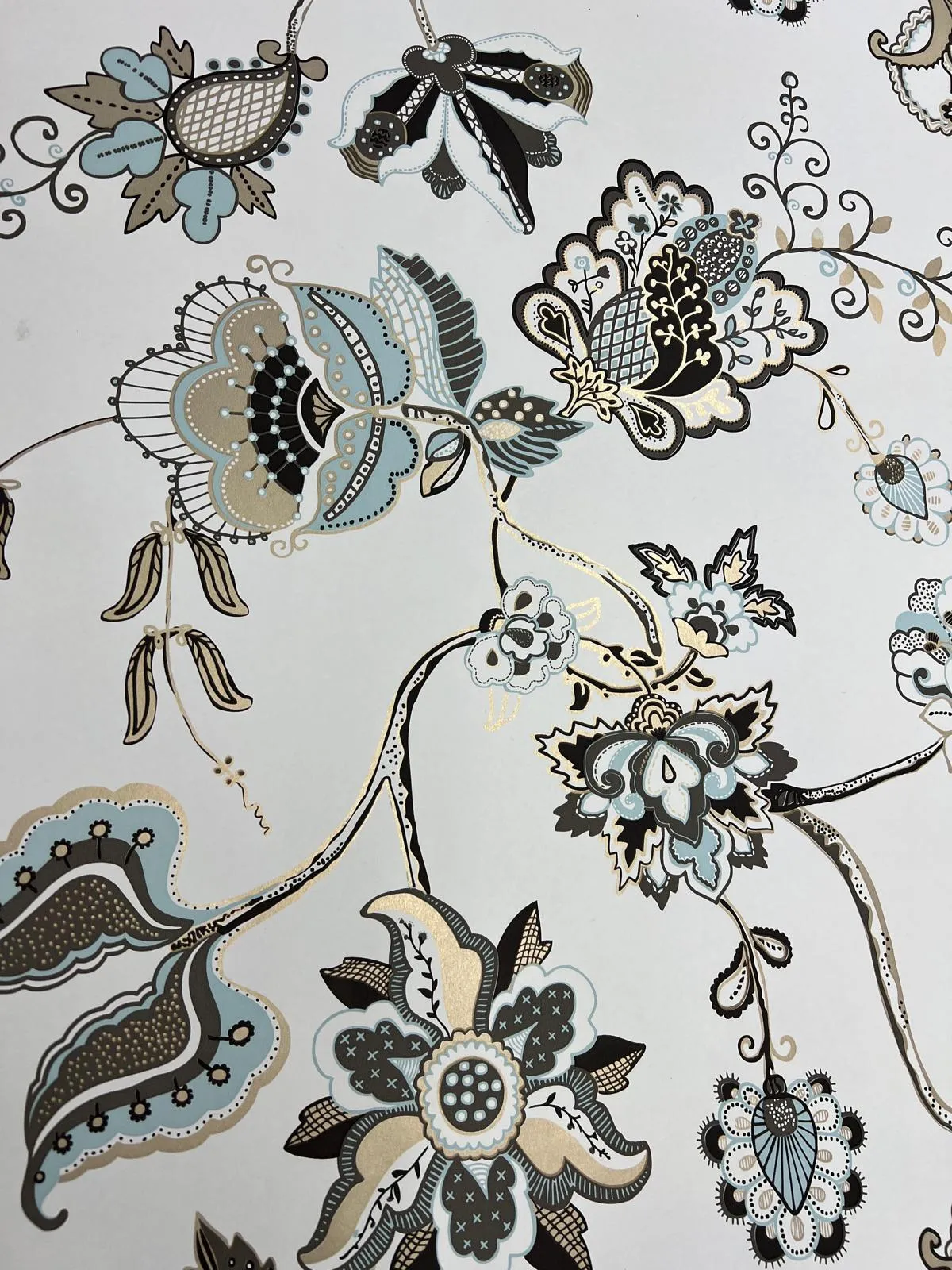 Beyaz Zemin Renkli Çiçek Klasik Duvar Kağıdı 3009