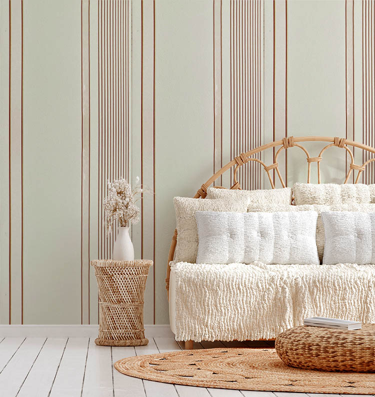 Bordo Krem Parlak Çizgili Ucuz Duvar Kağıdı 773378