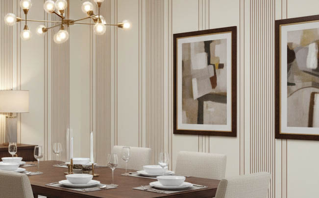 Bordo Krem Parlak Çizgili Ucuz Duvar Kağıdı 773378