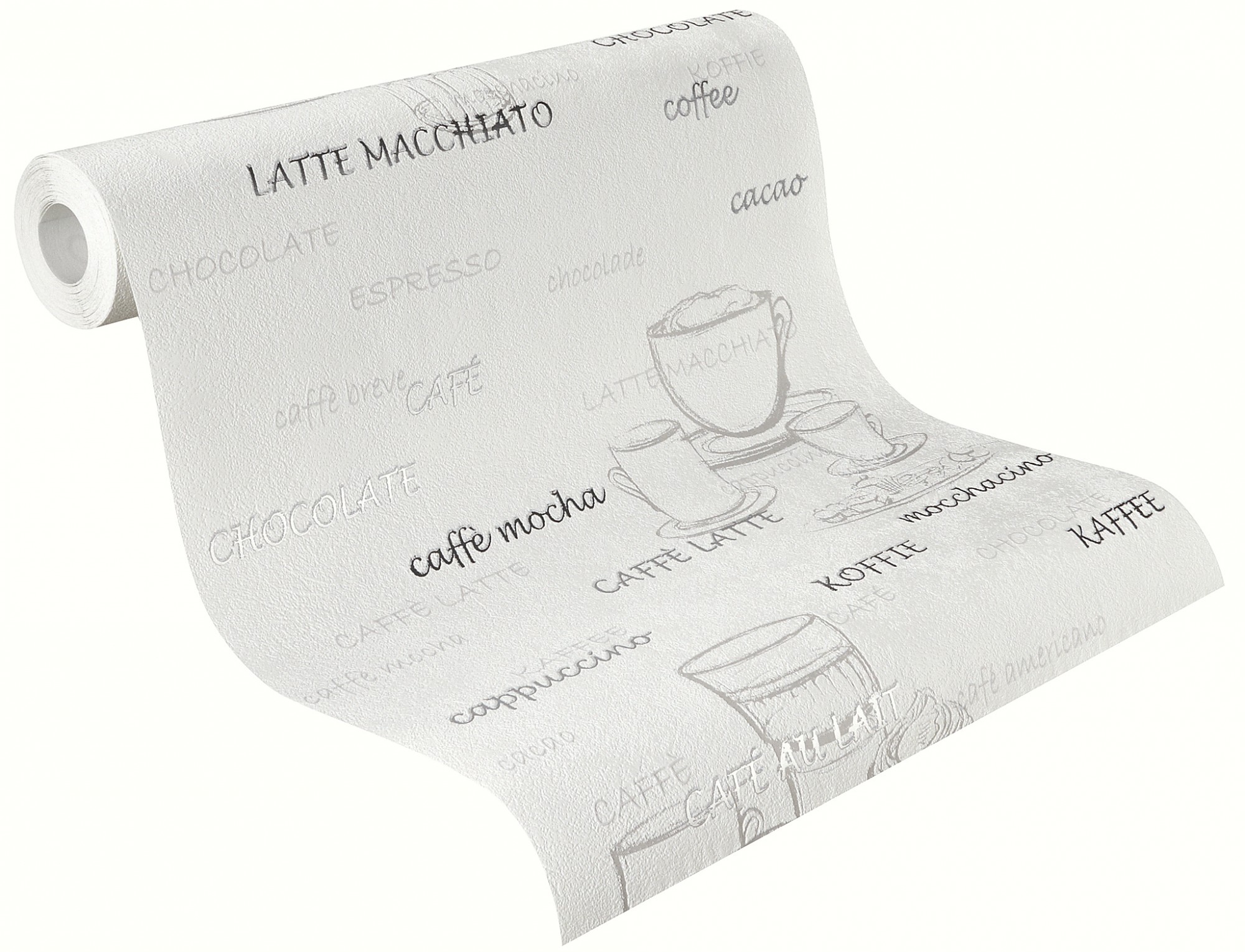 Cafe Restoran Desen Beyaz Gri Kahve Temalı Ucuz Duvar Kağıdı 53139