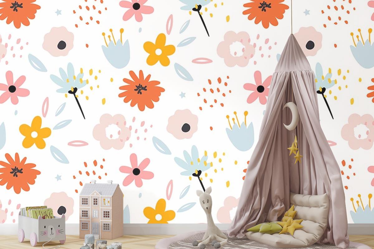 Çiçekler Çocuk Odası Duvar Kağıdı