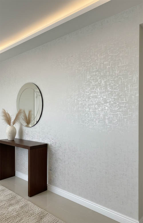 Çizgili Parlak Desenli Beyaz Banyo Mutfak Duvar Kağıdı - Su Geçirmez Neme Dayanıklı