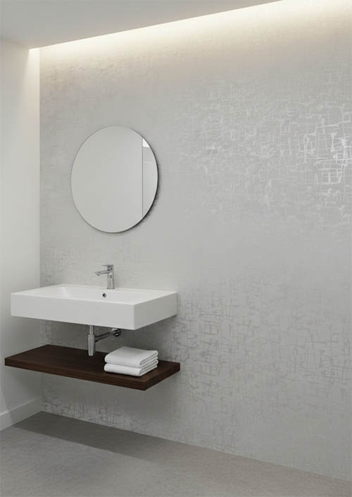 Çizgili Parlak Desenli Beyaz Banyo Mutfak Duvar Kağıdı - Su Geçirmez Neme Dayanıklı