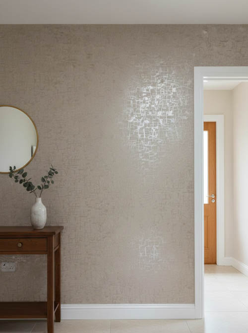 Çizgili Parlak Desenli Kahverengi Banyo Mutfak Duvar Kağıdı - Su Geçirmez Neme Dayanıklı