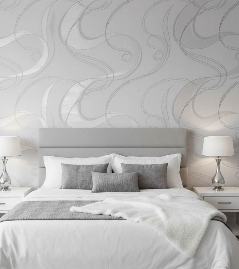 Dalga Çizgili Simli Desen Duvar Kağıdı 53703