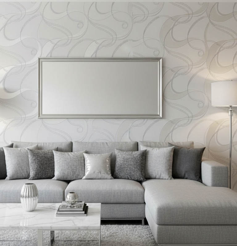 Dalga Çizgili Simli Desen Duvar Kağıdı 53703