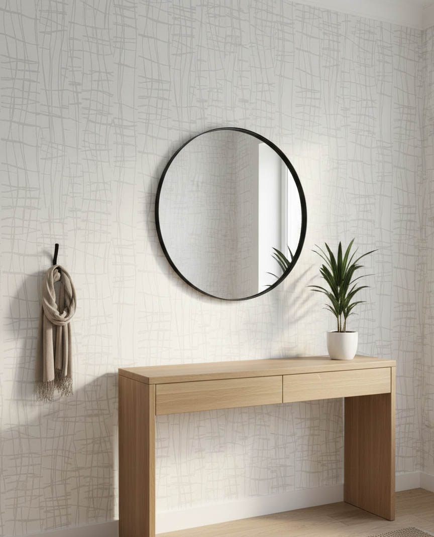 Desenli Açık Bej Banyo Mutfak Duvar Kağıdı - Su Geçirmez Neme Dayanıklı