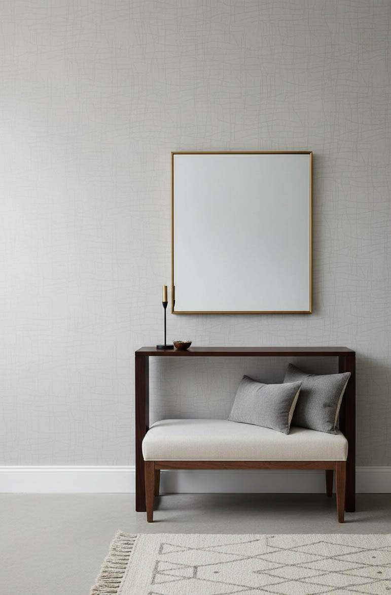 Desenli Gri Banyo Mutfak Duvar Kağıdı - Su Geçirmez Neme Dayanıklı