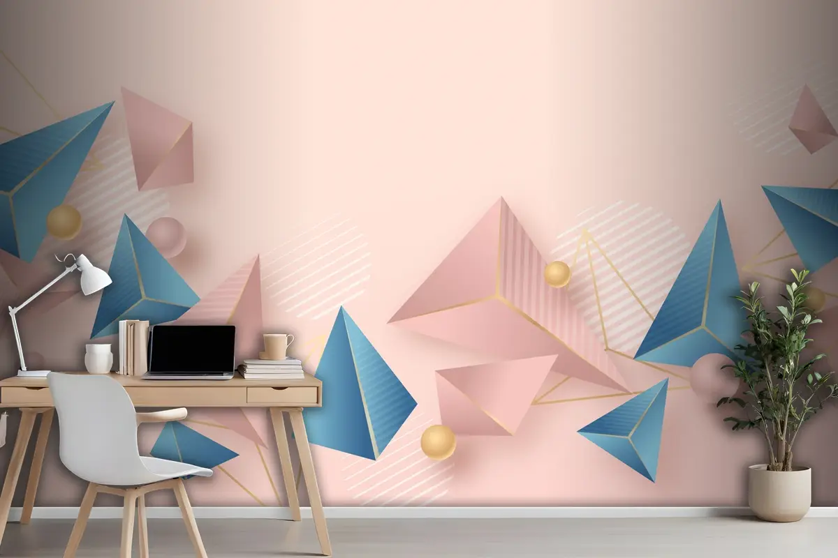 Gerçekçi Poligon Arka Plan Ofis Duvar Kağıdı