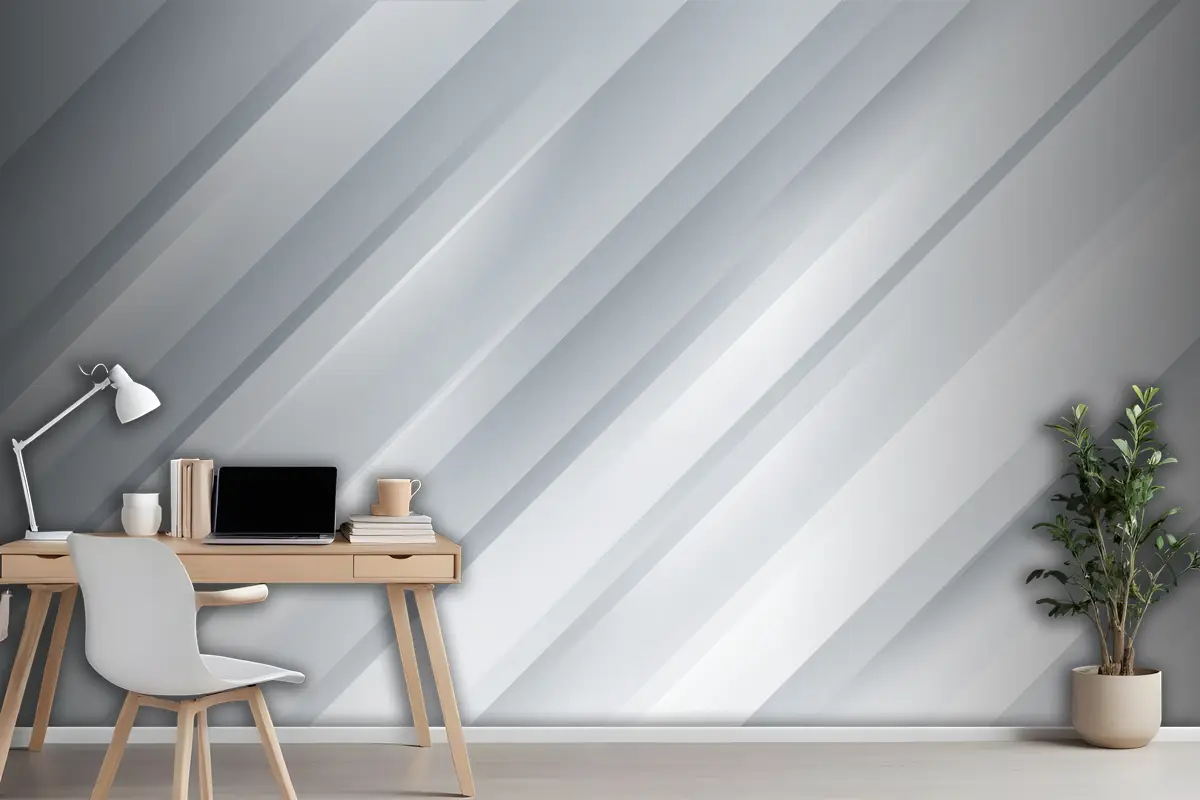 Parlak Ve Gölge Çizgili Zarif Beyaz Arka Plan Ofis Duvar Kağıdı