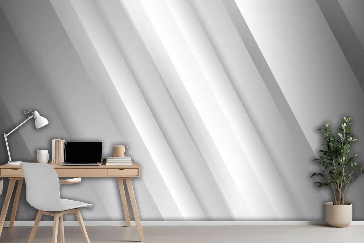 Degrade Beyaz Tek Renkli Arka Plan Ofis Duvar Kağıdı
