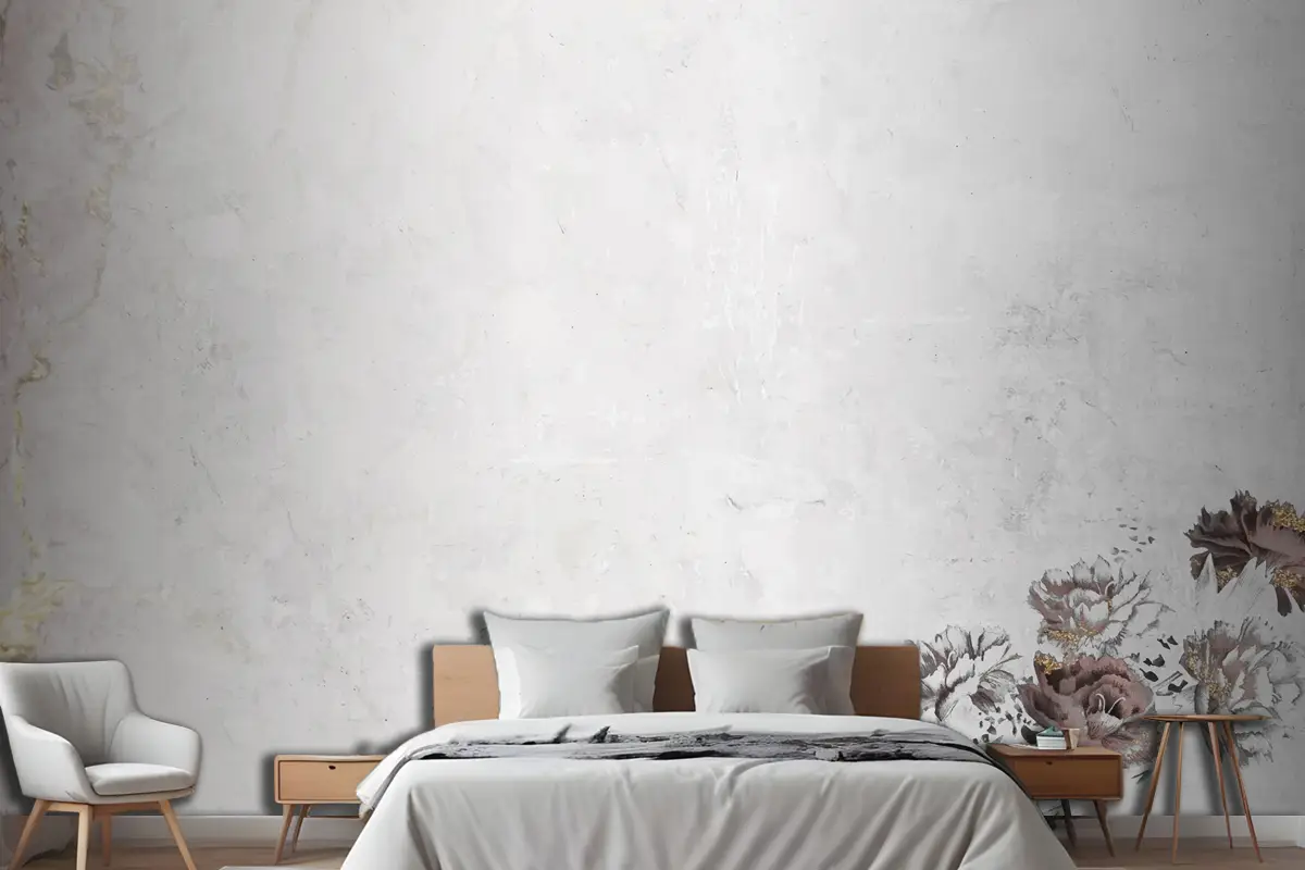 Boş Çiçek Pırıltılı Yatak Odası Duvar Kağıdı