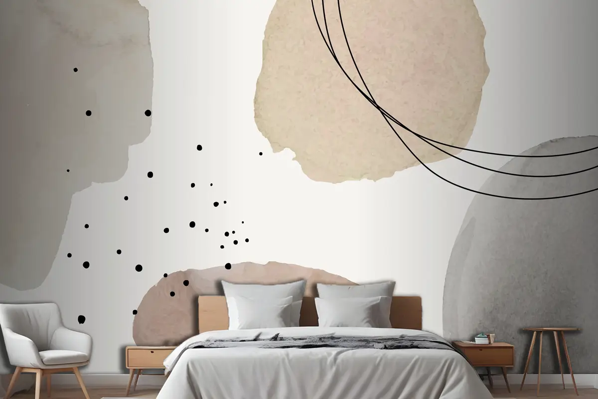 Kahverengi Suluboya Yatak Odası Duvar Kağıdı