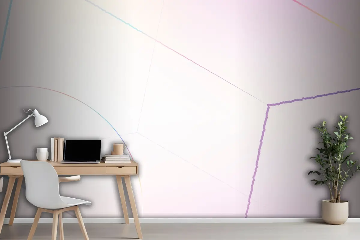 Pembe Geometrik Altıgen Prizma Ofis Duvar Kağıdı
