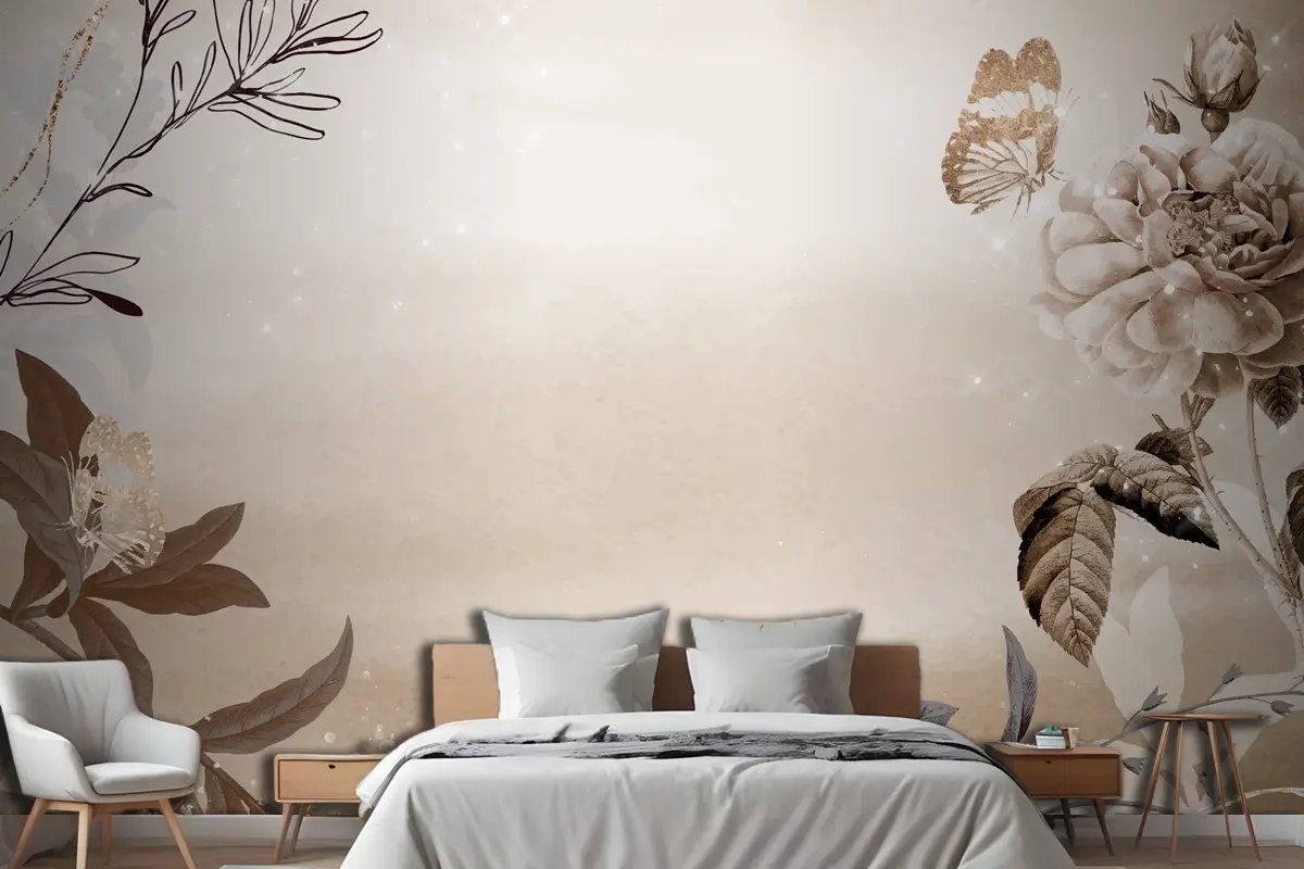 Çiçek Arka Plan Estetik Sınır Yatak Odası Duvar Kağıdı