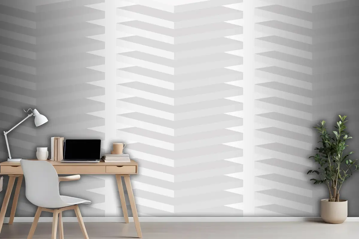 Geometrik Desen Arka Plan Beyaz Minimal 3D Tasarım Ofis Duvar Kağıdı