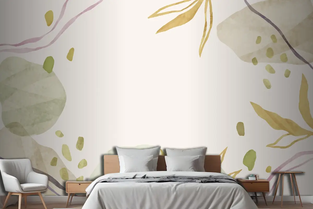 Suluboya Soyut Doodle Arka Plan Yatak Odası Duvar Kağıdı