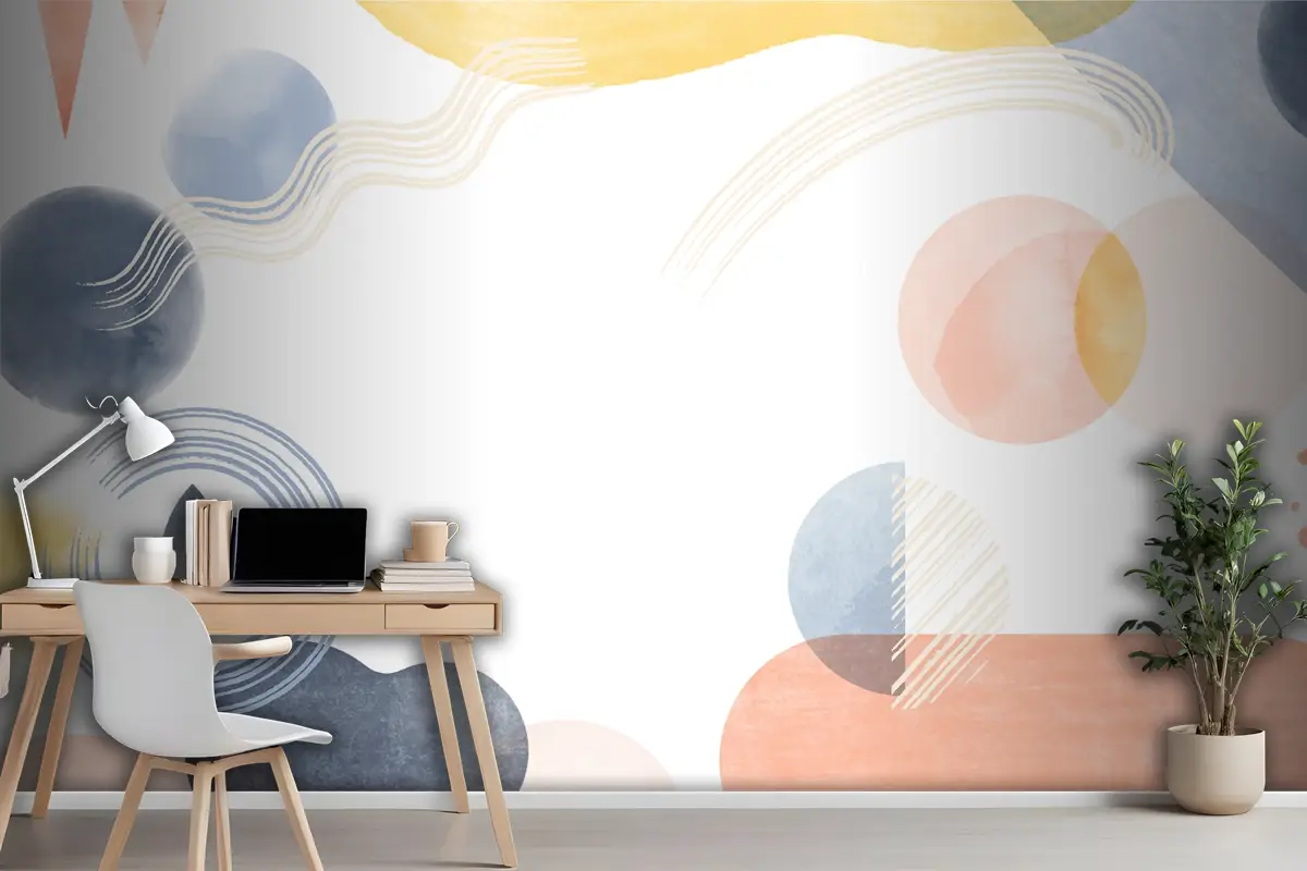 Suluboya Geometrik Arka Plan Ofis Duvar Kağıdı