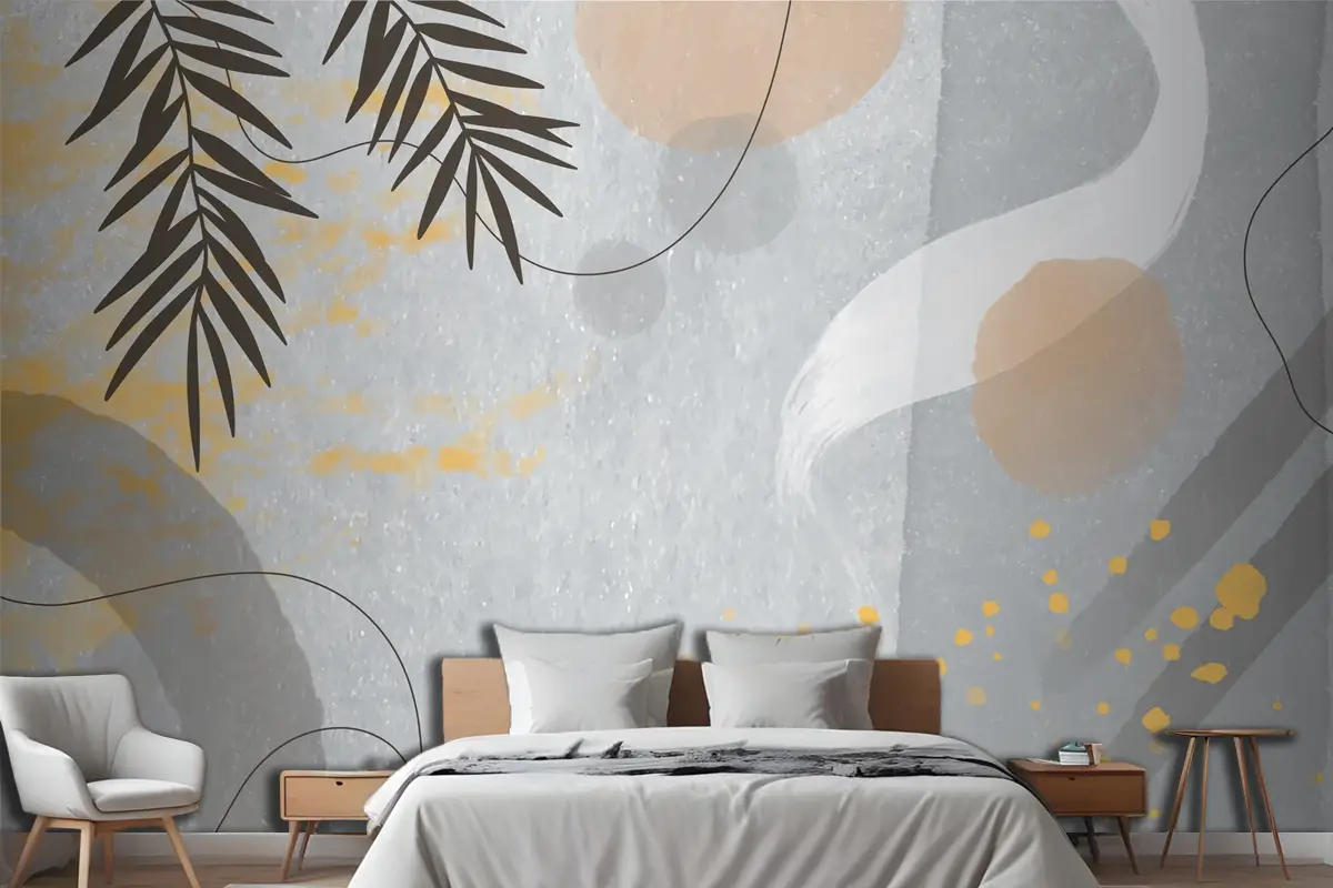 Suluboya Soyut Doodle Arka Plan Yatak Odası Duvar Kağıdı